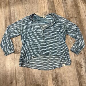 Isabel Marant Cotton Long Sleeve Blue and White Blouse